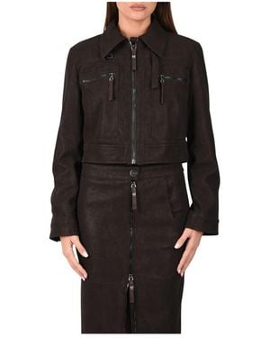 PINKO Jassen ,Bruin ,Leer Arzignano Jas - Zwart