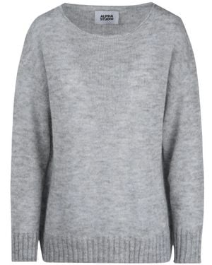 Alpha Studio Rundhals-Strickware - Grau