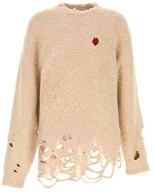 Doublet Melange Baumwollpullover - Natur