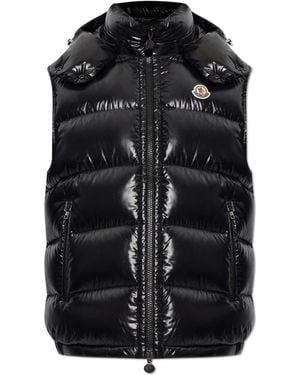 Moncler Jassen ,Zwart ,Donsjas Gilet Met Afneembare Capuchon