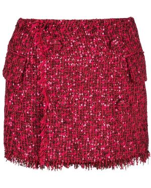 Balmain Shorts De Tweed Con Lentejuelas, Mujer, Talla - Rojo
