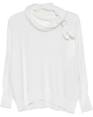 D.exterior Bluse Mit Bindeband - Weiß