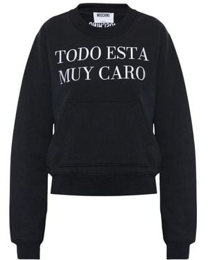 Moschino Hoodies & Sweatvesten ,Zwart ,Katoen Sweatshirt Met Geborduurd Logo