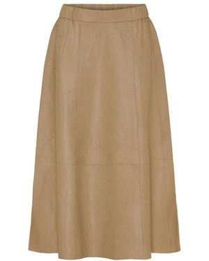 Btfcph Langer A-Linien-Lederrock Latte - Natur