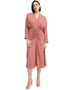 Sandro Ferrone Midi Jurk Met V-Hals - Rood