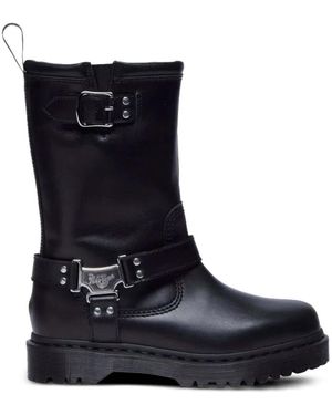 Dr. Martens Zwarte Leren Enkellaarzen - Blauw