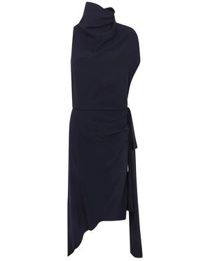 N°21 Asymmetrische Midi Jurk Van Stof - Blauw