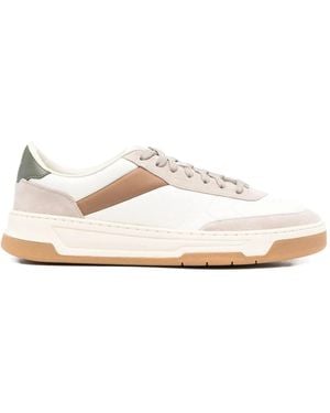HUGO Weiße Ledersneaker Mit Wildlederferse