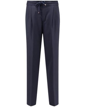 Brunello Cucinelli Broeken ,Blauw ,Wol Tijdloze Tapered Broek