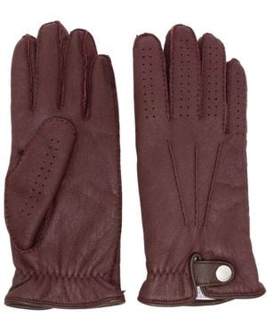 Brunello Cucinelli Perforated-Detail Leather Gloves - Bruin