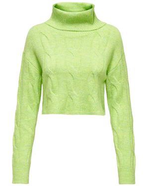 ONLY Truien & Vesten ,Groen ,Polyester Kabel Rollneck Gebreid
