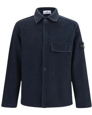 Stone Island Jassen ,Blauw ,Wol Wolmix Overshirt