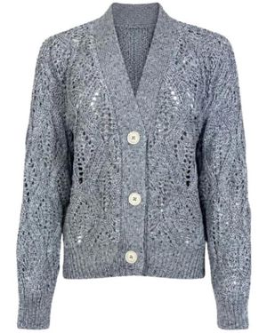 Eleventy Cardigan Im Lochmusterstrick - Blau
