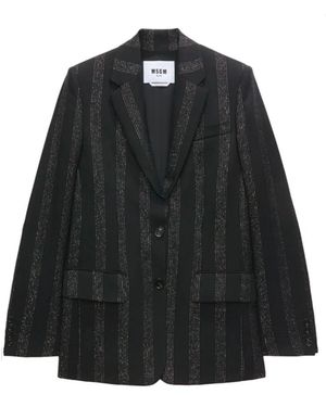 MSGM Maßgeschneiderte schwarze wolljacke mit lurex