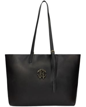 Roberto Cavalli Schwarze Einkaufstasche Mit Rc-Monogramm