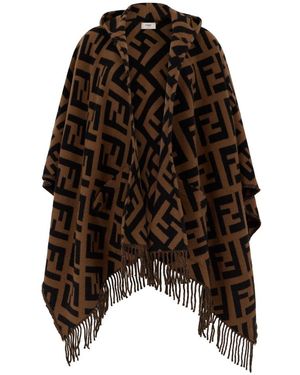 Fendi Jassen ,Bruin ,Kasjmier Ff Poncho - Zwart