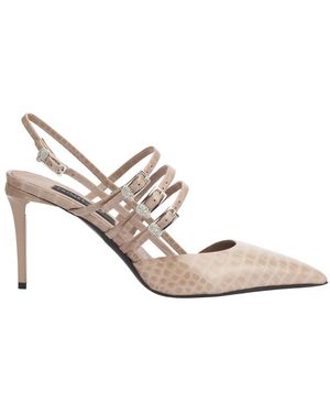 Philipp Plein Schoenen ,Leer Croco Printed Leather Slingback Schoenen - Wit