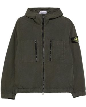 Stone Island Jassen ,Groen ,Katoen Cotton Ripstop Hooded Overshirt