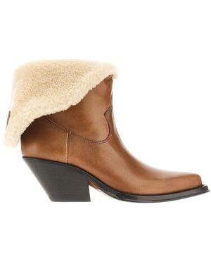 Chloé Azelan Stiefel Aus Leder Und Lammfell - Braun