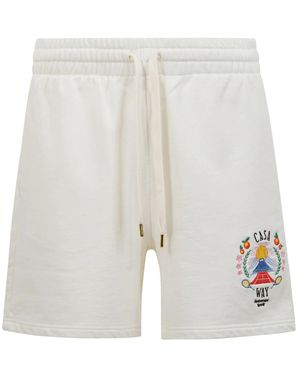 CASABLANCA Cotton Shorts With Logo Embroidery - White