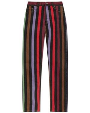 Versace Jeans ,Veelkleurig ,Katoen Gestreepte Straight Jeans - Rood