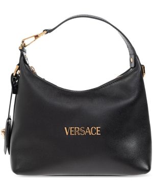 Versace Tassen ,Zwart ,Leer Tag Hobo Handtas