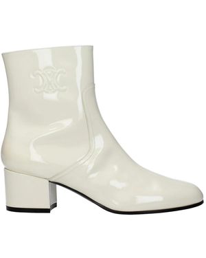 Celine Leather Ankle Boots - White