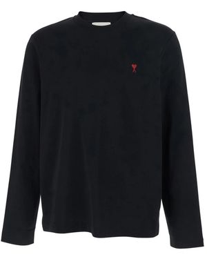 Ami Paris Long Sleeve T-Shirts - Black