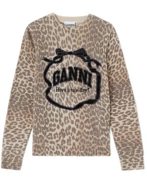Ganni Round-Neck Knitwear - Gris