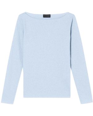 Emporio Armani Textured Jersey Top Met Lange Mouwen - Blauw