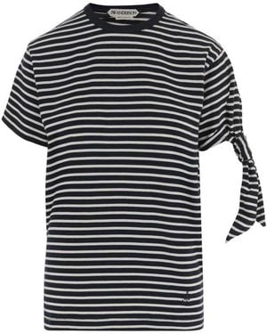 JW Anderson Gestreiftes Baumwoll-T-Shirt - Schwarz