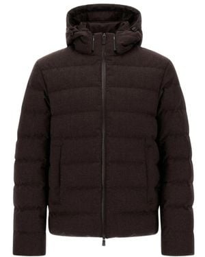 Herno Technischer Daunenmantel Aus Wolle - Schwarz
