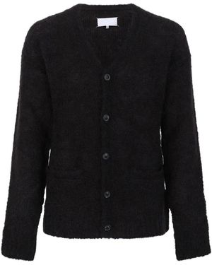 Maison Margiela Truien & Vesten ,Bruin ,Textured Knit Cardigan - Zwart