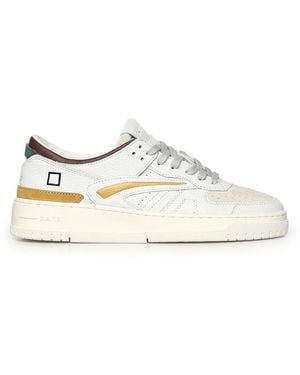 Date Schoenen ,Wit ,Katoen Perforated Leather Sneakers