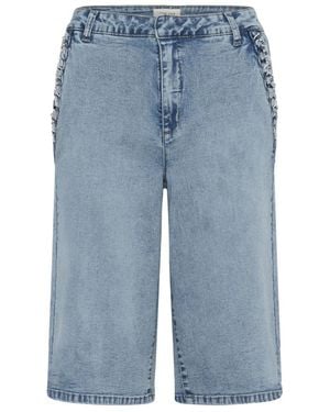 Cream Denim Shorts - Azul