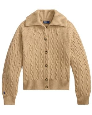 Polo Ralph Lauren Truien & Vesten ,Wol Kabel Gebreid Vest - Naturel