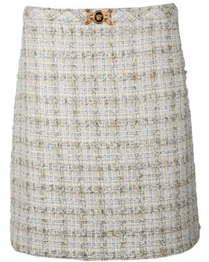 Versace Rokken ,Wit ,Katoen Mini Bouclé Rok - Grijs