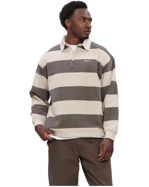 Forét Tops ,Katoen Match Rugby Sweatshirt Wood Stripe - Grijs