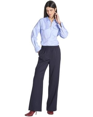 Max Mara Gerade Geschnittene Hose Mit Elastischem Bund - Blau