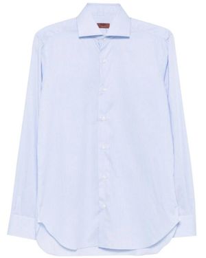Barba Napoli Overhemden ,Blauw ,Katoen Journey Gestreept Overhemd
