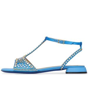 Loriblu Sandaaljuweel Van Nappaleer En Zwart Suède - Blauw