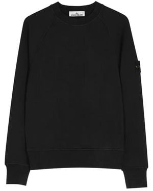 Stone Island Hoodies & Sweatvesten ,Zwart ,Katoen Raglanmouw Sweatshirt