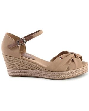 Tommy Hilfiger Geknotete Zehen Keilabsatz Sandalen - Mettallic