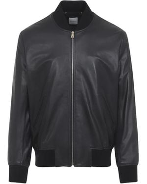 Paul Smith Jassen ,Zwart ,Leer Zip Bomberjack