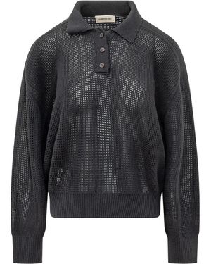 ATOMOFACTORY Tops ,Grijs ,Polo Traforata Rete - Zwart