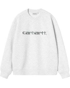 Carhartt Hoodies & Sweatvesten ,Grijs ,Katoen W' Sweatshirt - Wit