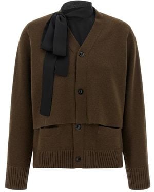 Sacai Truien & Vesten ,Bruin ,Wol Gebreide Cardigan - Groen