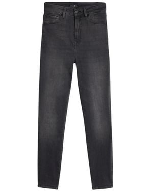 7 For All Mankind Zwarte Slim Fit Hoge Taille Riemlussen Jeans - Grijs