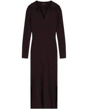 ARMANI EXCHANGE Lange Ribgebreide Jurk - Zwart