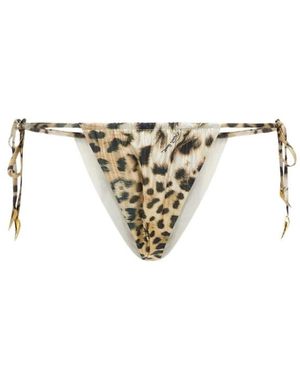Roberto Cavalli Badmode ,Veelkleurig ,Polyester Slip Bikini Jaguar Skin - Wit